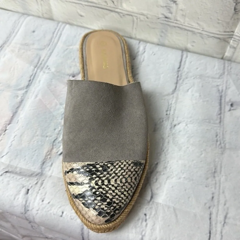 Kaanas Melilla Snakeskin Print Espadrille Mule Slide‎ Flat Shoes Size 7